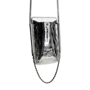 Klassic Kloth Smart Phone Pouch Silver Metallic Chain Detail 7x5 Crossbody Purse